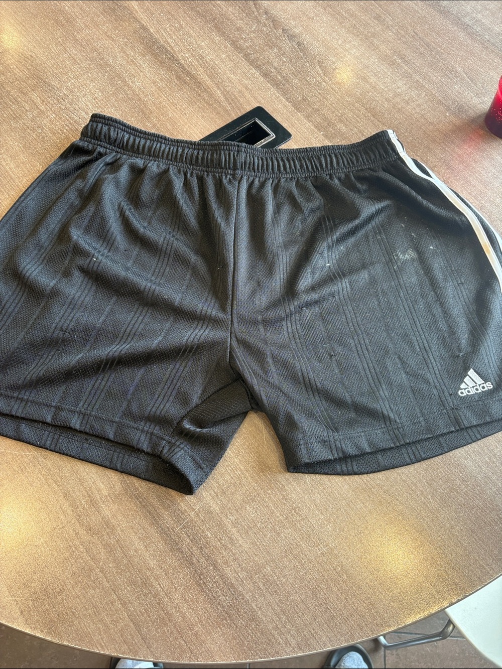 adidas Black Athletic Training Shorts with White Side Stripes